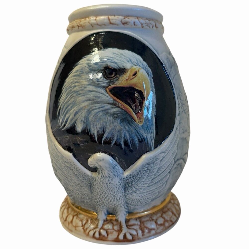Eagle Beer Stein Mug Woodland Steins Large Ceramic Wildlife Cabin Lodge Decor